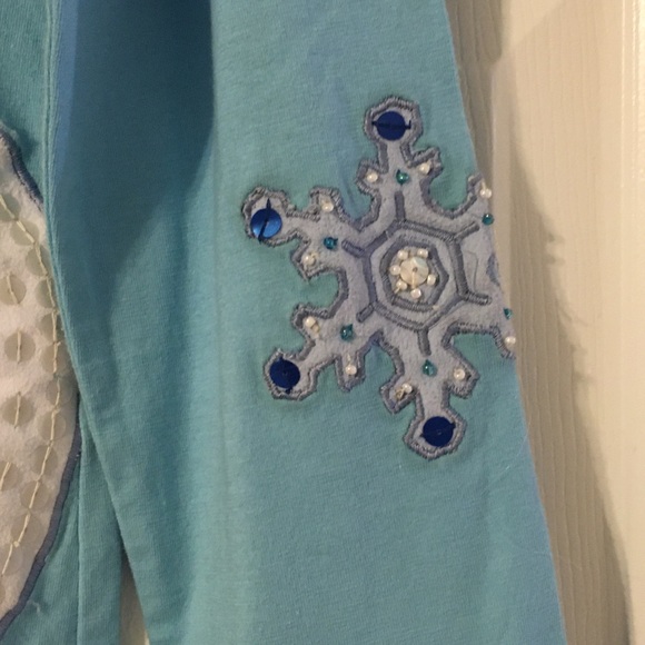 New Michael Simon Event Sequin Snowman Snowflakes Tee Kids Large - Picture 6 of 8